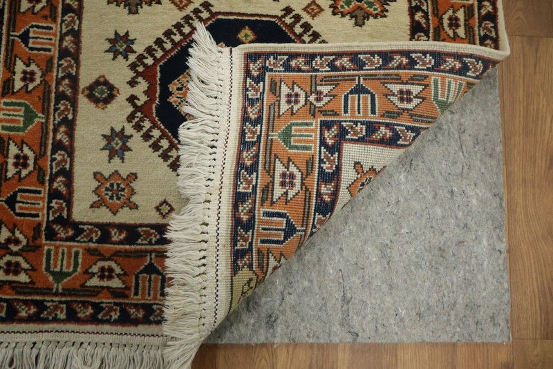 Elegant Geometric 12 ft Runner Rug 3x12 Ivory Wool Handmade Nomad Vintage Carpet gallery