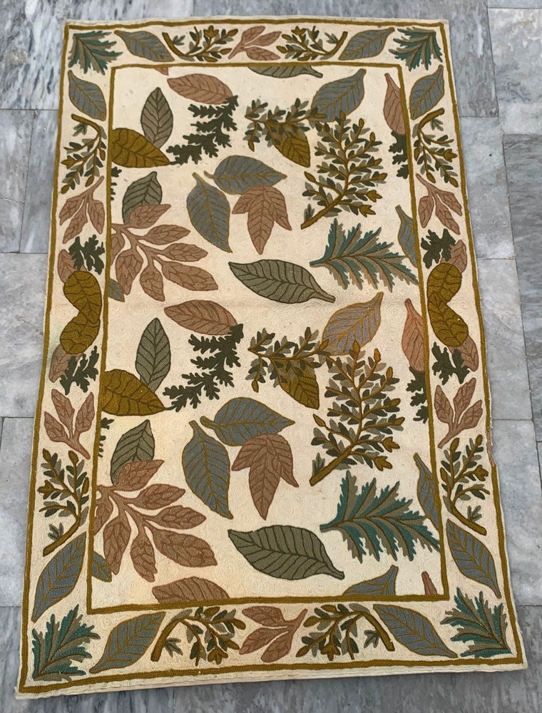 Vintage Aubusson Rug: Hand-woven Chain Stitch Carpet, Home Decor 2x4 ft