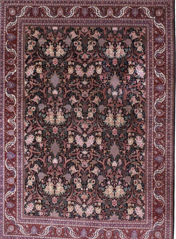 Chinese Wool Silk Area Rug New Rare Beauty 10 X 14 Ft Elegance Dark Blue Rare gallery