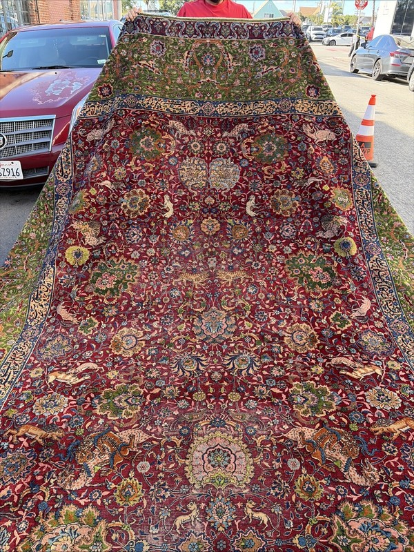 Auth: Antique Lavar Rug Spiral Tendril Classical Era Masterpiece 10x19 gallery