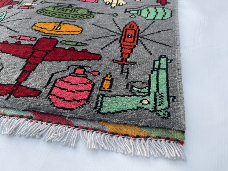 Mini War Rug 52x52cm Afghan War Rug Handicrafts Wool Rug Merinos #245 gallery