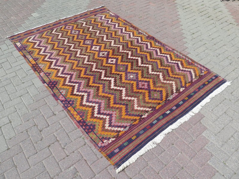 Home Decor, Area Rugs, Handmade Floor Carpet Turkish Kilim Wool Teppich 72"X112" gallery