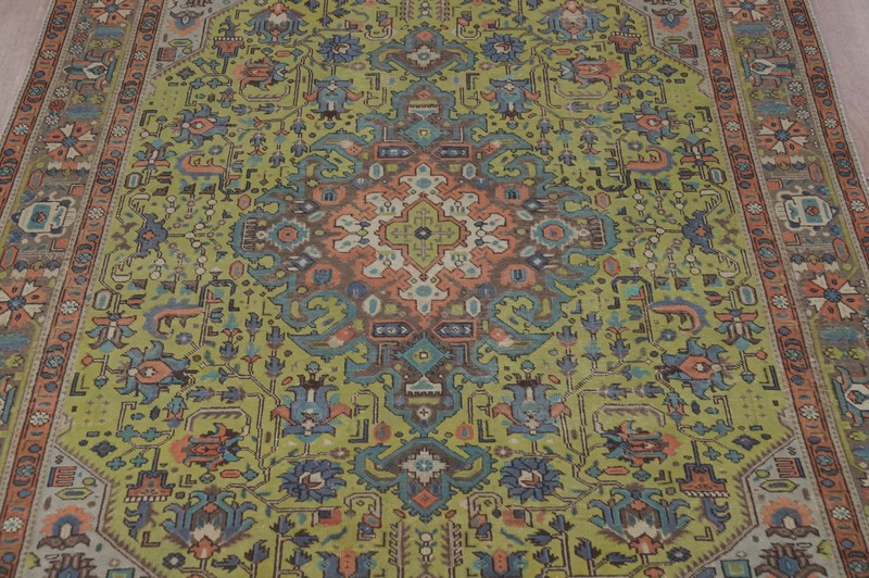 Vintage Over-Dyed Light Green Wool Living Room Area Rug Handmade Carpet 6x9 gallery
