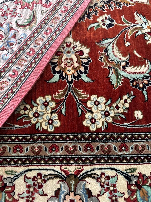 EXQUISITE Persian Hand Knotted SILK RUG SIGNED AUTHENTIC 20 Warps Inch 3.4 X 5.1 gallery