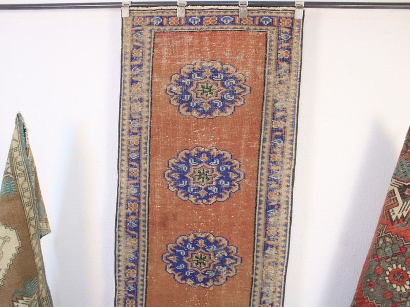 3x11 Orange Runner Rug, Handmade Turkish Rug, Vintage Hallway Rug, 2.5 x 10.6 Ft gallery