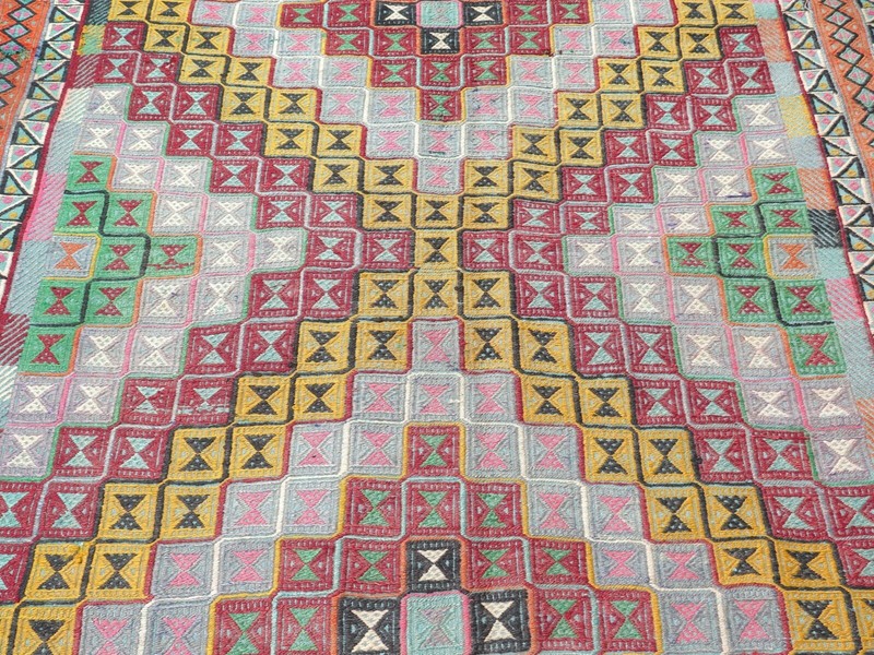 Vintage Turkish Rug, Area Rugs, Large Kilim, Wool Rug, Floor Rug Carpet 75"x122" gallery