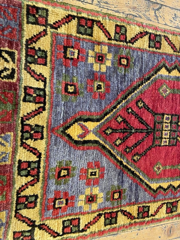 Beautiful Antique 1940-1950's Wool Pile Henna Dye Tribal Runner Rug 1’9”x5’4” gallery