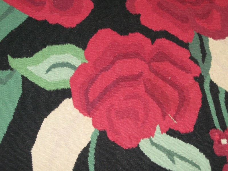VINTAGE FLORAL BESSARABIAN KILIM RUG 7'6 X 9' HAND WOVEN WOOL EUROPEAN SHABBY gallery