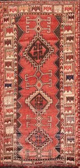 Vintage Red Wool Hand-knotted 9 ft Runner Tribal Traditional Hallway Rug 4×9