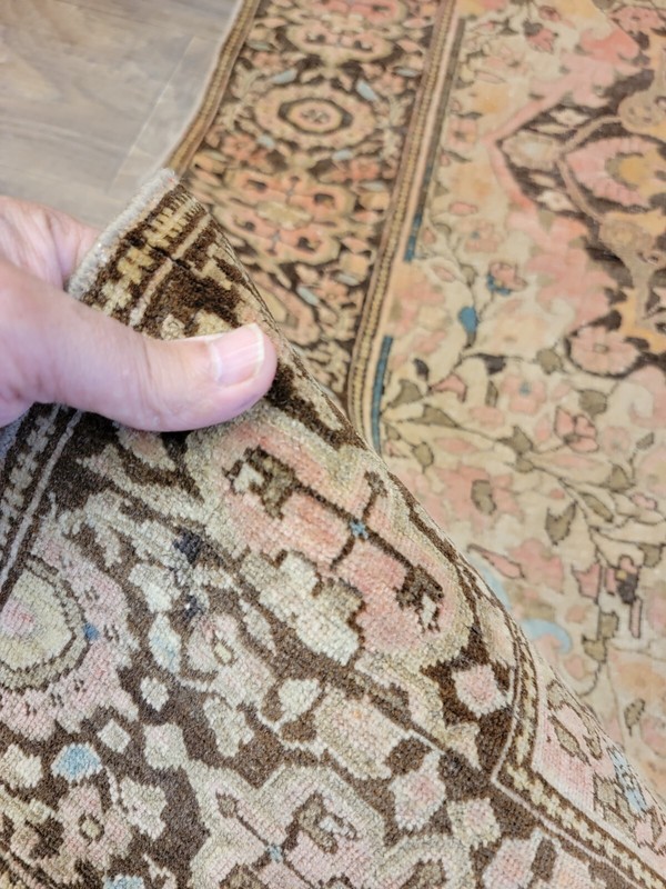 Circa 1900 Hand-Knotted antique authentic SAROUK size 3'4"×4'9" soft colors gallery