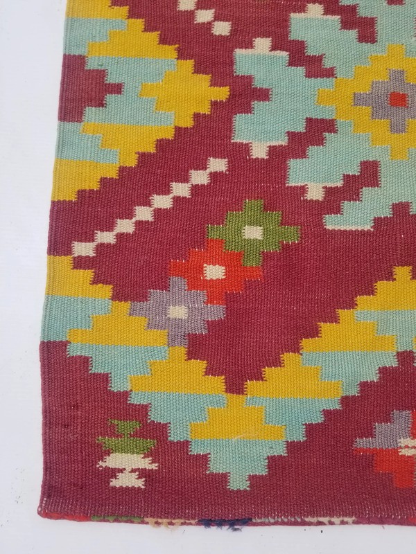 Fine Vintage Traditional Hand Made Oriental Wool Multicolor Kilim 149x66cm gallery
