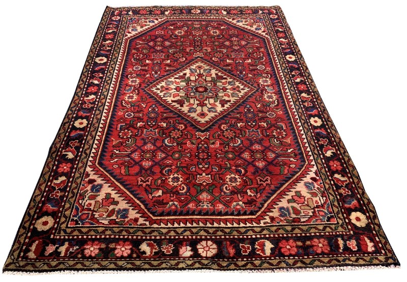 Genuine Hand Knotted Vintage Hamidoun Wool Area Rug 5.2 x 3.5 Ft gallery