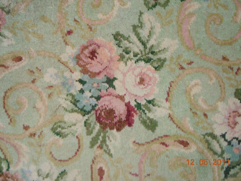 OMG RARE BIGELOW FLAPPER ERA RUG~FRENCH CHIC ROSE BOUQUETS, RIBBONS & SCROLLS!!! gallery