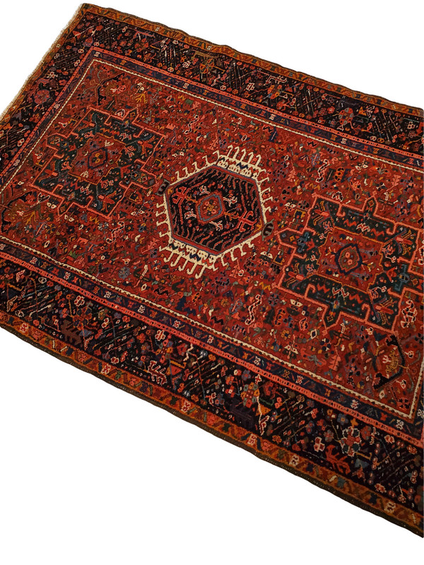 Karejeh rug Hand-knotted Beige Red - 5'0" x 6'5" gallery