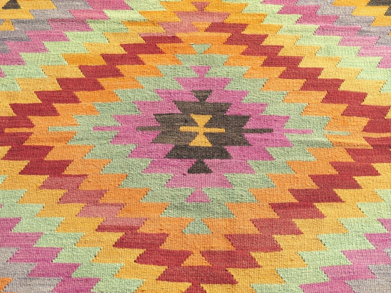 Antique Turkish Antalya Kilim, Large Rug, Handmade Wool Rug Carpet Tapis 80x108" gallery