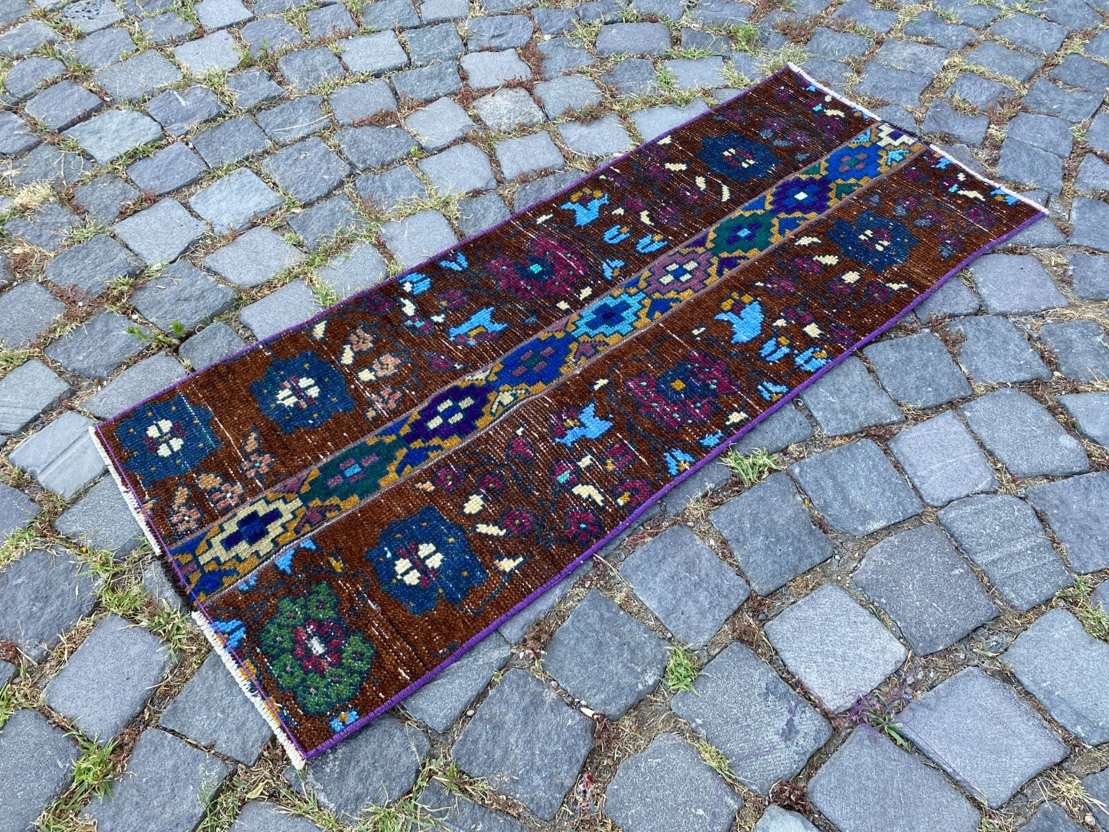 Patchwork rug,Bohemian rugs, Runner rug, Handmade rug,Turkish rug | 1,5 x 3,7 ft gallery