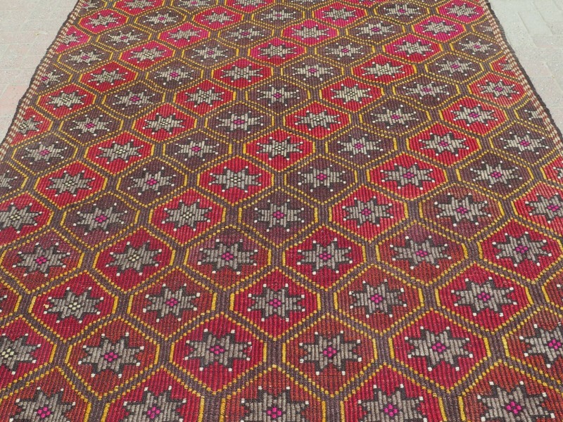 Vintage Turkish Rug, Area Rug, Large Kilim, Floor Rug, Wool Rug, Carpet 75"X123" gallery