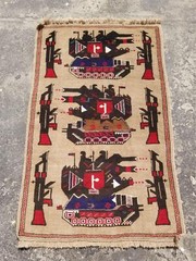 Vintage Traditional Handmade Afghan Rare War Wool Multicolor Kilim Rug 53×33 in