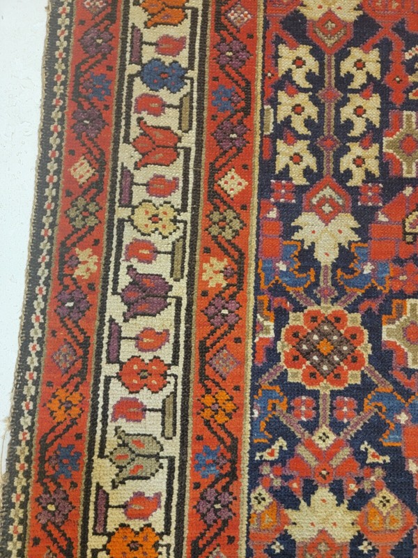 Antique Oriental Hand-Knotted Wool Runner Malayer Rust/Ivory/Blue 3'5" x 16'4" gallery