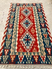 Vintage Handmade Turkish Flat-weave Wool Kilim Flatweave Rug 256×145 cm