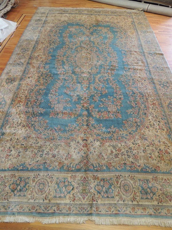 WOW! 12x19 Antique Oversize/Palace size Kermaan Oriental Area Rug BLUE wool gallery