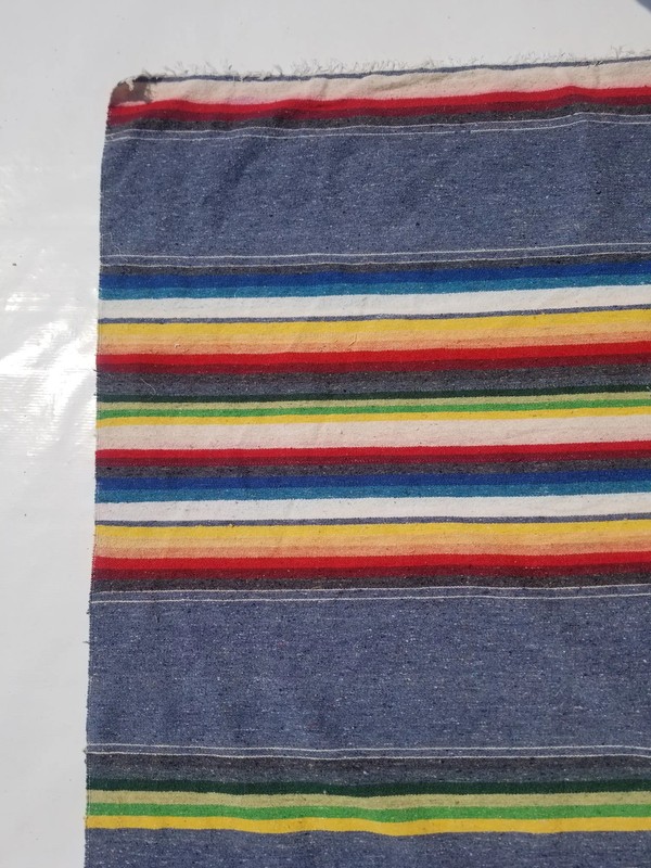 Vintage Traditional Handmade Mexican Serape Wool Multi Kilim 7.5x5.1ft gallery