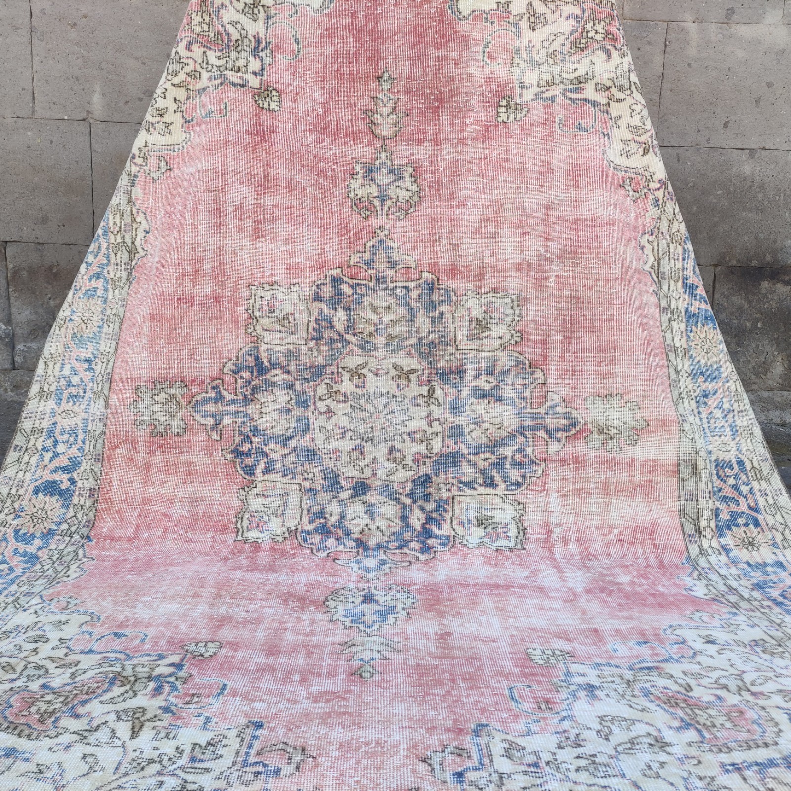 7.58 x 8.86 ft Turkish Oversized Vintage Area Rug , 8x9 Pastel Rug 231 x 270 cm gallery