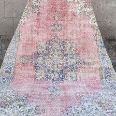 7.58 x 8.86 ft Turkish Oversized Vintage Area Rug , 8×9 Pastel Rug 231 x 270 cm