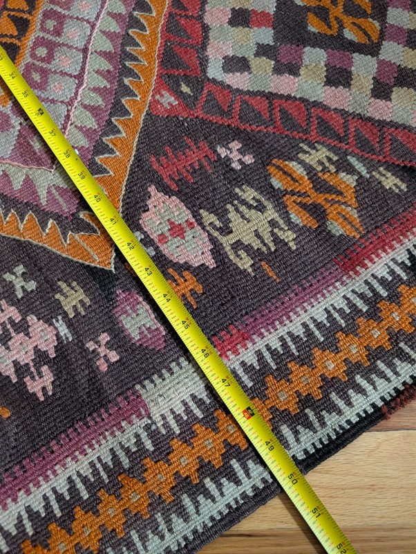 Vintage Anatolian Kilim Runner Rug 4x11.5 L Wool Turkish Geometric Boho Gallery gallery