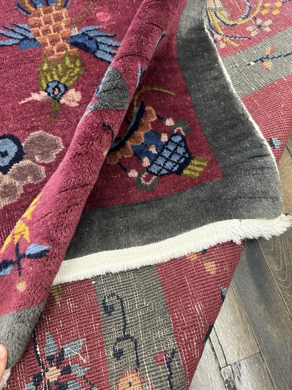 Spectacular Antique Chinese Art Deco Rug C.1920 Rare Design With Birds 11’6X9’1 gallery