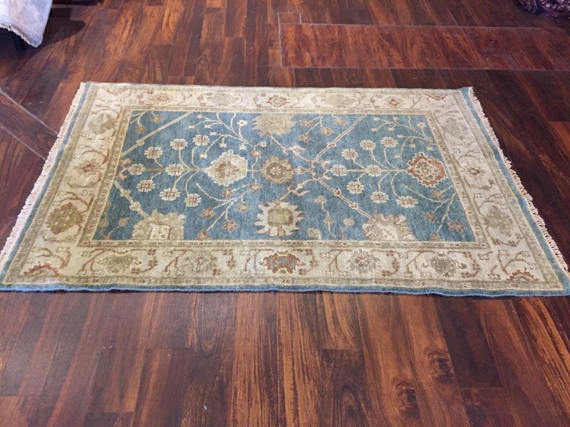 Sale Genuine Hand Knotted Oushak Geometric Area Rug Classic Carpet 4’1”x6’1”,S34 gallery