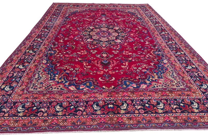 Genuine Hand Knotted Vintage Mashoud Wool Area Rug 12 x 8 Ft gallery