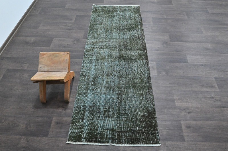 Vintage Turkish Runner Rug 2x6ft Wool Anatolian Handmade Hallway Oushak DARK gallery