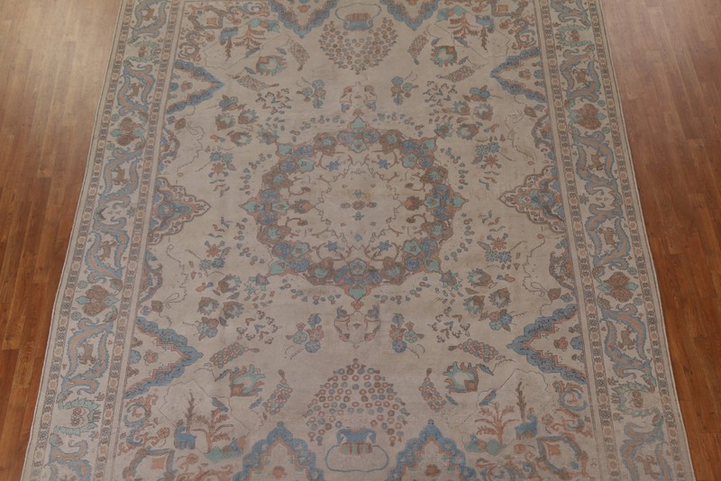 Semi-Antique Floral Tebriz Traditional Handmad Area Rug 10x13 Living Room Carpet gallery