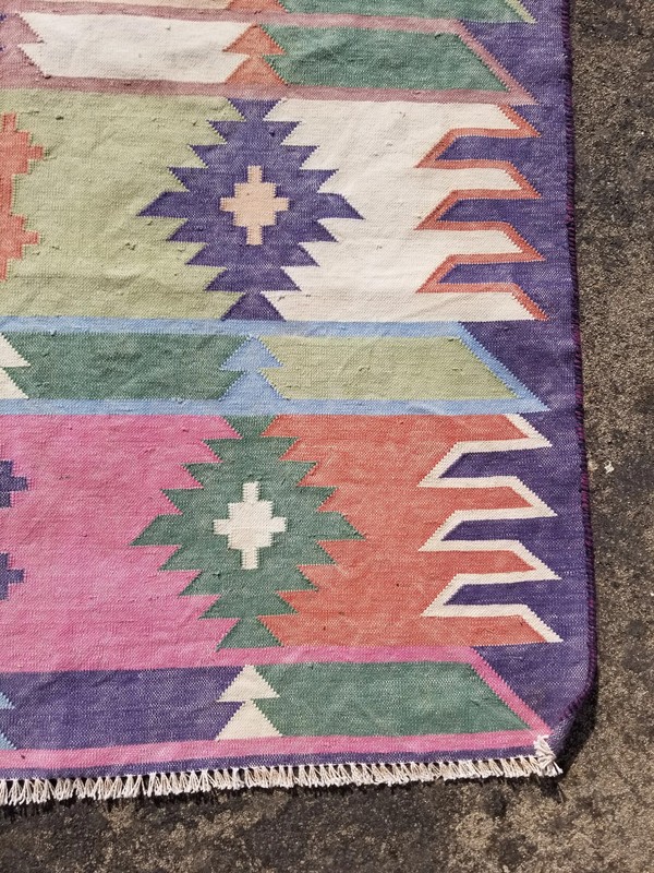 Vintage Traditional Handmade Scandinavian Wool Multicolor Kilim 8.3x5.9 ft gallery