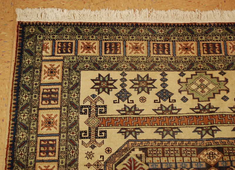 OLD,ANTIQUE CAUCASIAN UNUSUAL SHIRVAN,KAZAK DESIGN CAUCASIAN RUG 5'4" X 8'6" gallery