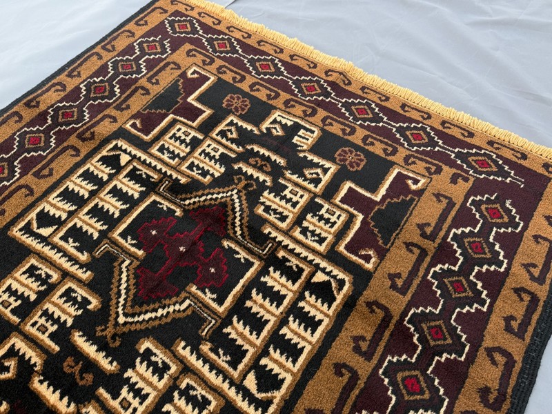 Fine Afghan Vintage Tribal Baluchi Rug 4x7 ft Hand Knotted Antique Oriental Rug gallery