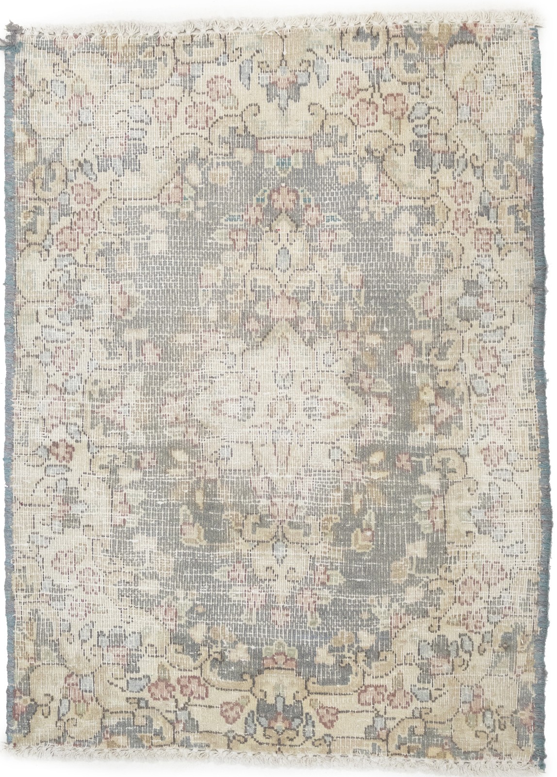 Antique Distressed Wool Rug Vintage Classic Floral Oriental Carpet 1'6X2'0 ft gallery