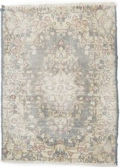 Antique Distressed Wool Rug Vintage Classic Floral Oriental Carpet 1’6X2’0 ft