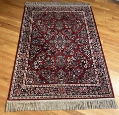 4 ft 3.75 in x 5 ft 9 in Karastan 785 Red Sarouk Runner wool rug with Fringe