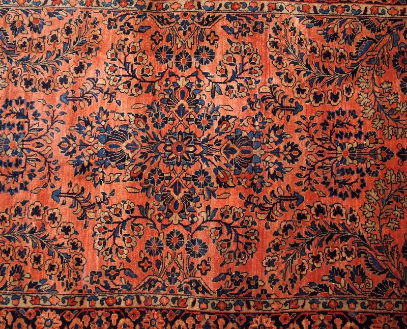 Handmade Oriental Rug 97x161cm Red Floral Wool 1920s Vintage gallery