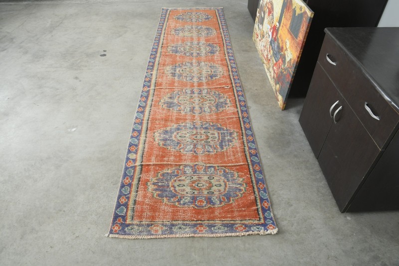 3x11 Turkish Runner Rug Hand-Knotted Long Vintage Oushak Wool Rug Runner,638 gallery