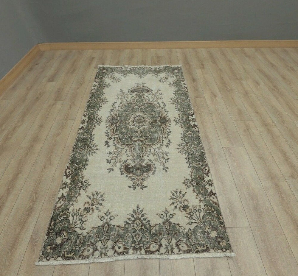 Traditional Medallion Design Carpet Anatolian Vintage Handmade Wool Rug 4x7 ft