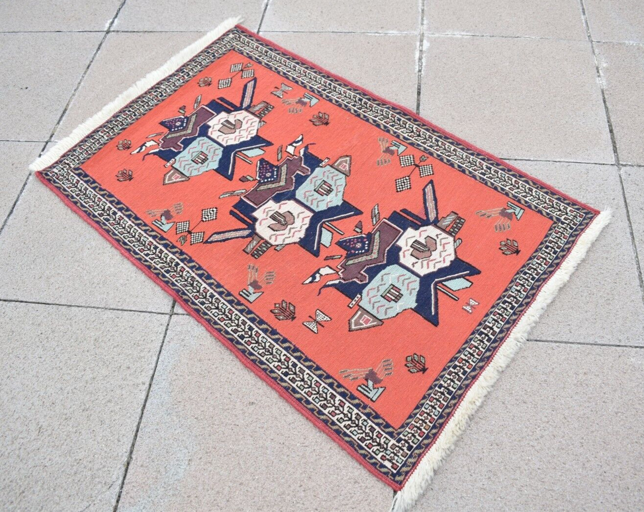 Afghan Soumak Rug 25'' x 38'' Afghan Fine Quality Rug Maliki Soumak Wool Rug gallery
