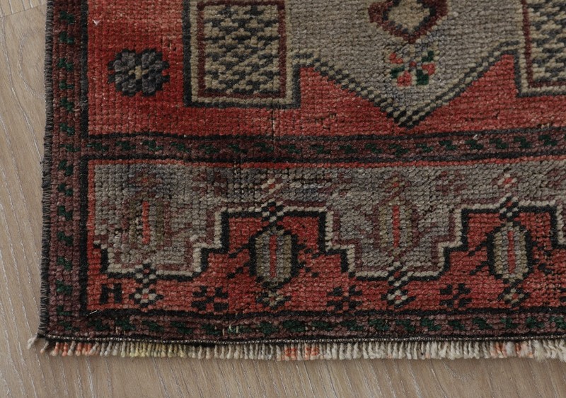 1x4 Vintage Turkish Rug, Bohemian Wool Mat, Hand Knotted Rug, Oushak Rug gallery