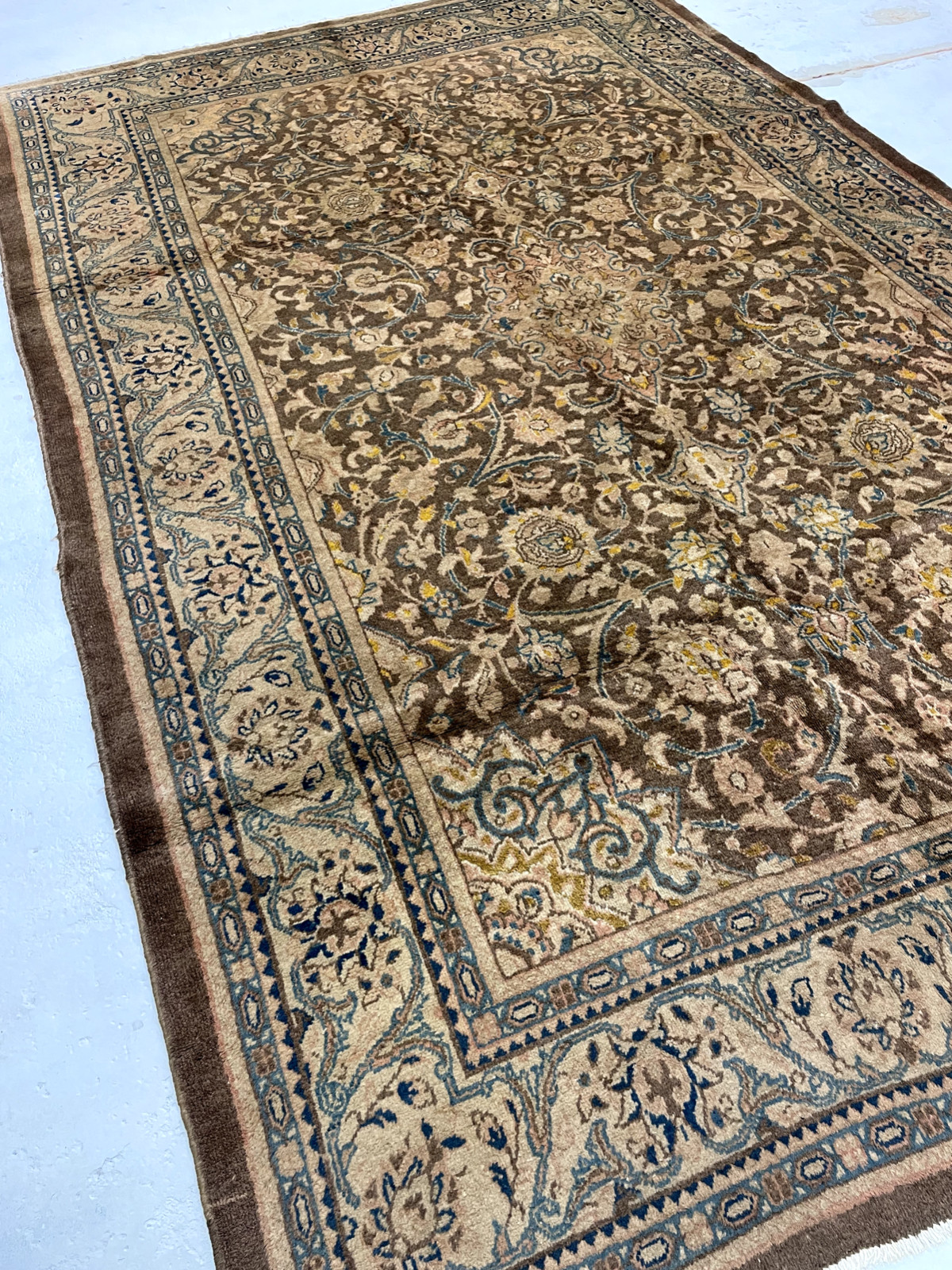 Antique Oriental Hand-Knotted Wool Area Rug Beige/Blue/Ivory 6'8" x 9'9" gallery
