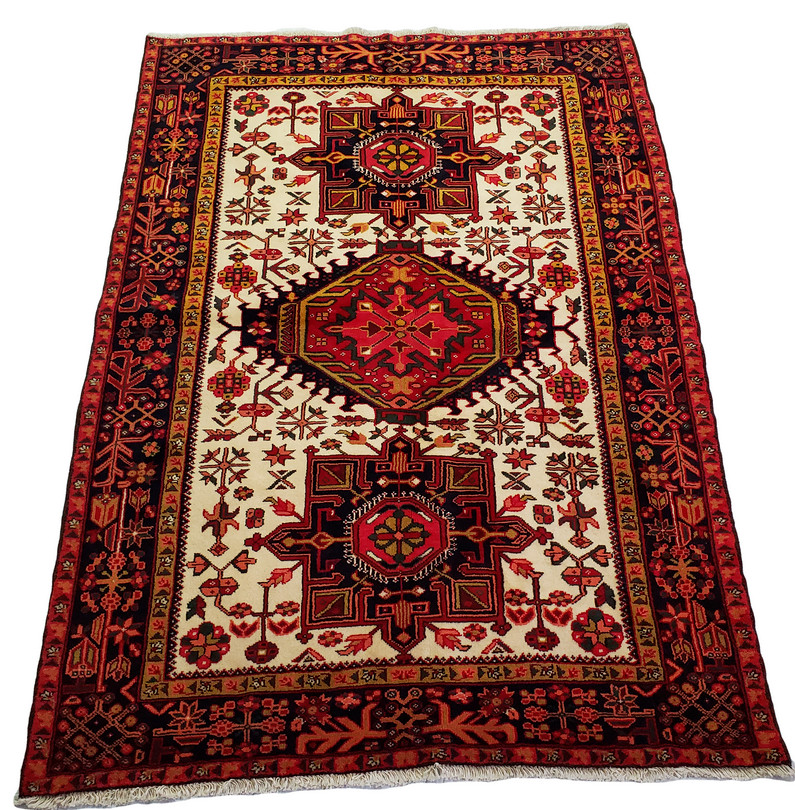 Beautiful Karajeh Red Runner with Multi-Medallion - 5'0" x 7'1"