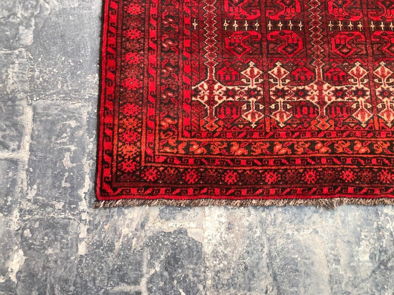Vintage Turkmen Rug 3.6 x 5.8 ft, Hand-Knotted Wool, Tribal Red Soft Pile Carpet gallery