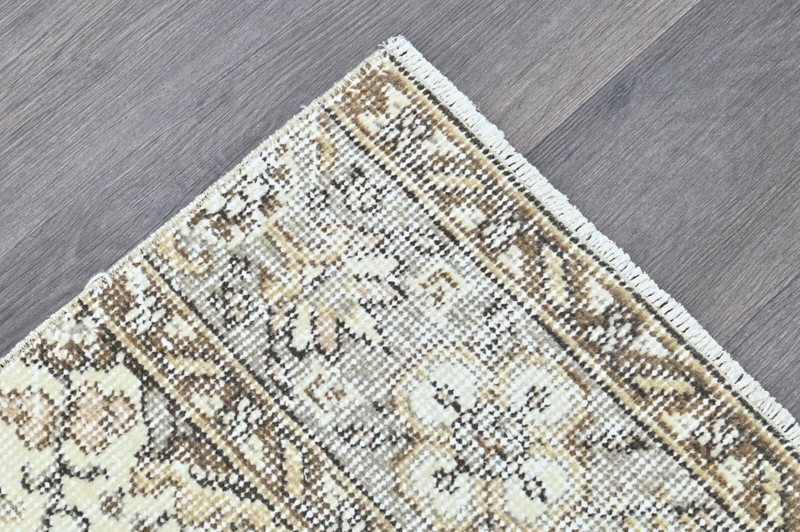 Vintage Turkish Runner Rug 2x10ft BEIGE Handmade Anatolian Oushak Hallway Wool gallery