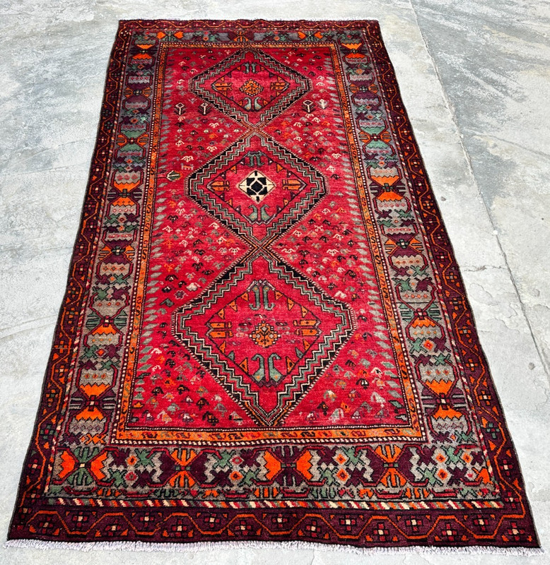 Semi Antique Caucasian Tribal Rug 5x9 Star Kazak Style Wool Living Room Runner gallery